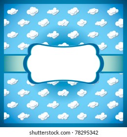 Retro card with clouds