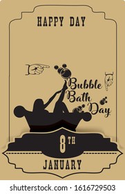 Retro card for congratulations Bubble Bath Day.