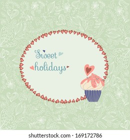 retro card with cupcake