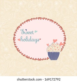 retro card with cupcake