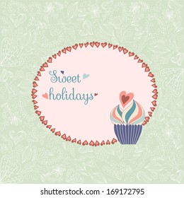 retro card with cupcake