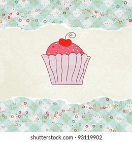 Retro card with cupcake. EPS 8 vector file included