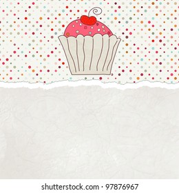 Retro card with cupcake. EPS 8 vector file included