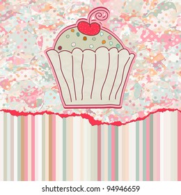 Retro card with cupcake. And also includes EPS 8 vector