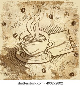 Retro card design with coffee
