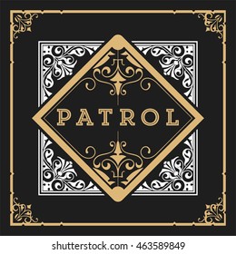 Retro card design with floral details. Organized by layers.
