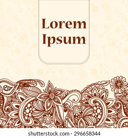 Retro card with doodle. Vintage background with place for text.