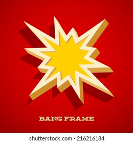Retro card with explosion sign as text frame
