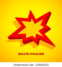Retro card with explosion sign as text frame