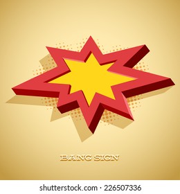 Retro card with explosion sign as text frame