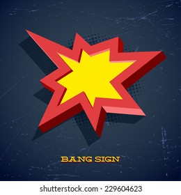 Retro card with explosion sign as text frame