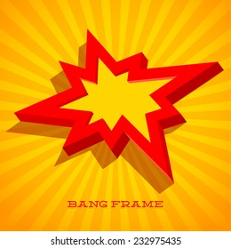 Retro card with explosion sign as text frame