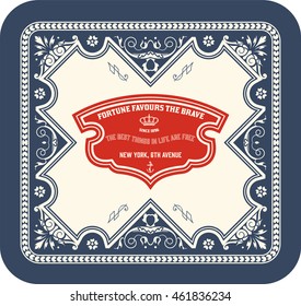 Retro card with floral details. Elements organized by layers.