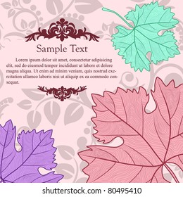 Retro card with grape leafs