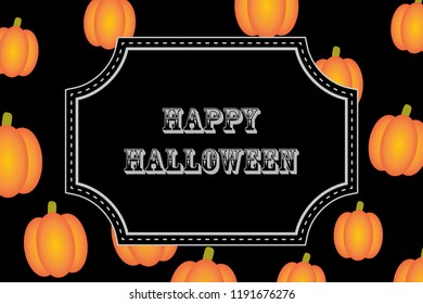 Retro card Happy Halloween. Background with frame for party and celebrations
