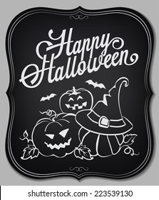 Retro card Happy Halloween.  Banner for party and celebrations