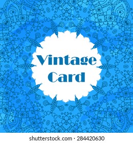 Retro card or invitation. Beautiful vintage ornament. Decorative background.