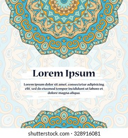 Retro card with mandala. Vintage background with place for text.