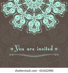Retro card with mandala. Vintage background with place for text.