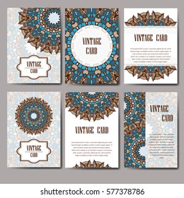 Retro card with mandala. Vintage background with place for text. Graphic template for your design. decorative ornament.