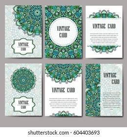 Retro card with mandala. Vintage background with place for text. Graphic template for your design. decorative ornament.