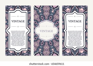 Retro card with mandala. Vintage background with place for text. Graphic template for your design. decorative ornament.
