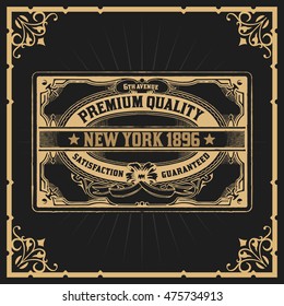 Retro card with old frame