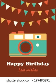 retro card with photo camera. vector illustration