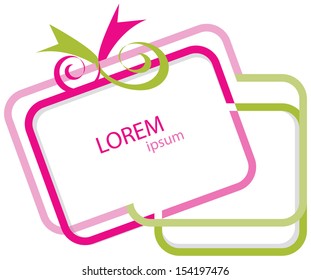 Retro  card with pink green presentation