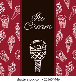 Retro card or poster with ice cream. Abstract brochure design. Vector illustration. 