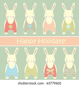 Retro card with rabbits