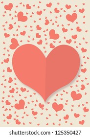 retro card with red heart. vector illustration