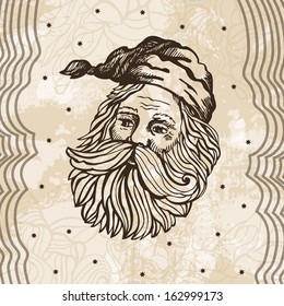 Retro card with Santa Claus. Vector illustration for greeting cards, invitations, and other printing and web projects.
