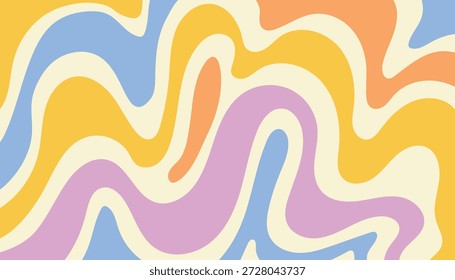 Una tarjeta retro con Formas líquidas estilizadas y curvas suaves. Cartel de Formas orgánicas. Ideal para fondos, carteles, textiles y cubiertas llamativas.