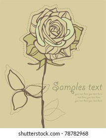 Retro Card With Stylized Rose Vector