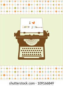 retro card with typewriter. vector illustration