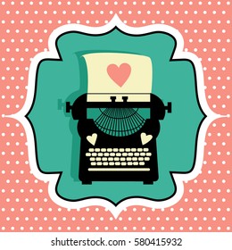 retro card with typewriter. vector illustration