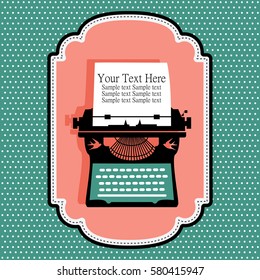 retro card with typewriter. vector illustration