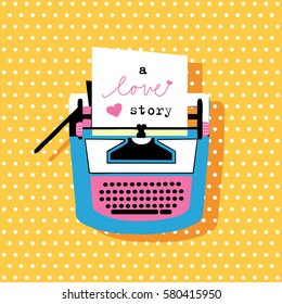 retro card with typewriter. vector illustration
