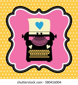 retro card with typewriter. vector illustration