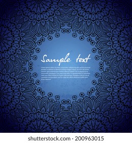 Retro card. Vector background. Card or invitation. Vintage decorative elements. Hand drawn background. Islam, Arabic, Indian, ottoman motifs.