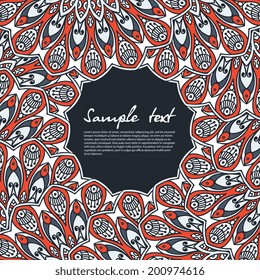 Retro card. Vector background. Card or invitation. Vintage decorative elements. Hand drawn background. Islam, Arabic, Indian, ottoman motifs.