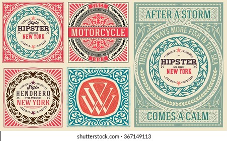 Retro cards set, with Floral Details