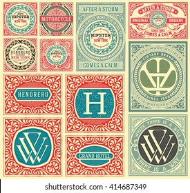 Retro cards set, with Floral Details. Vector layered