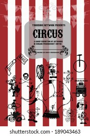 Retro carnival poster with icons and flags.