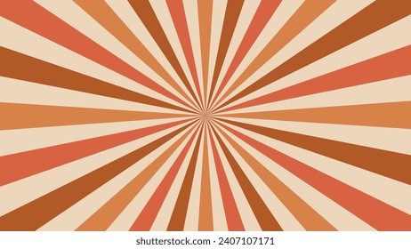 Retro carnival rays background, sunburst beams. Circus backdrop with faded rays of earthy colors. Vector vintage sunbeam burst layout with colorful muted radiating stripes creating hypnotic effect