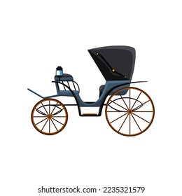 Retro carriage for royals without horses vector illustration. Drawing of vintage cart for king, queen or princess on white background. Antique, transportation, history concept