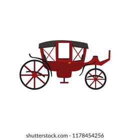 Retro carriage, vintage transport, wagon for traveling vector Illustration on a white background