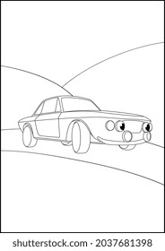 Retro Cars coloring pages, Simple automobile coloring pages for kids.