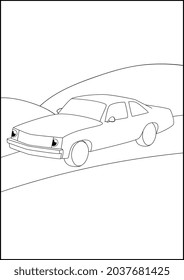 Retro Cars coloring pages, Simple automobile coloring pages for kids.